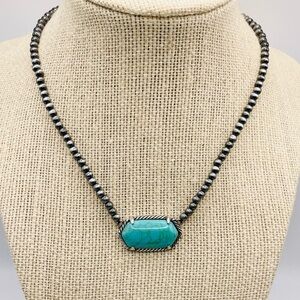 Western Beaded Turquoise Silver Necklace